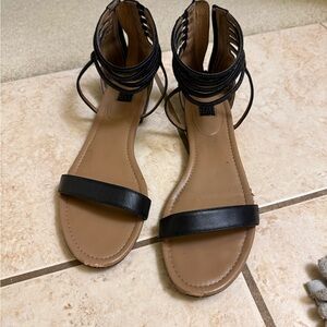 WHBM Black Strappy Sandals